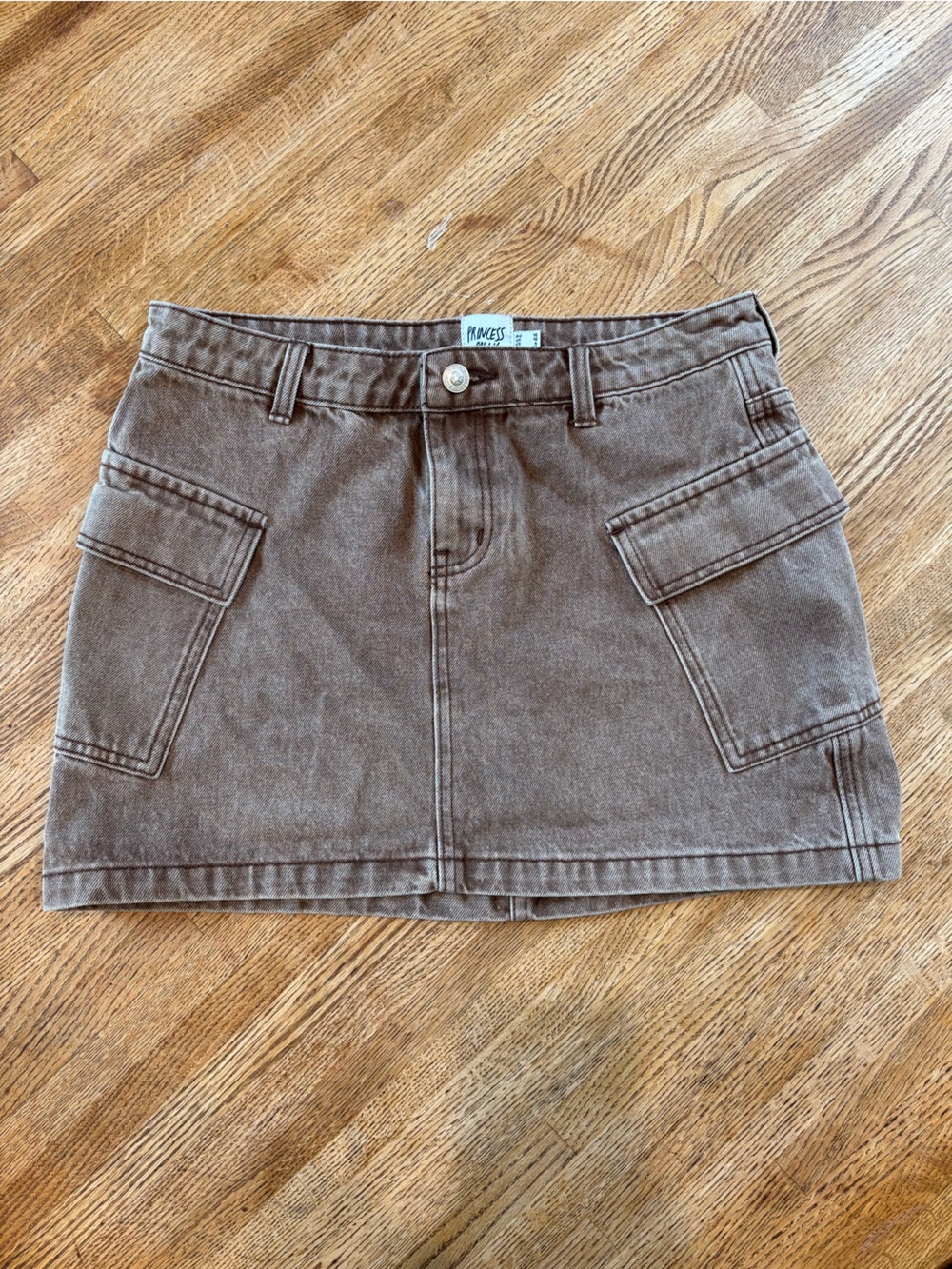 Princess Polly Brown Utility Denim Cargo Shorts